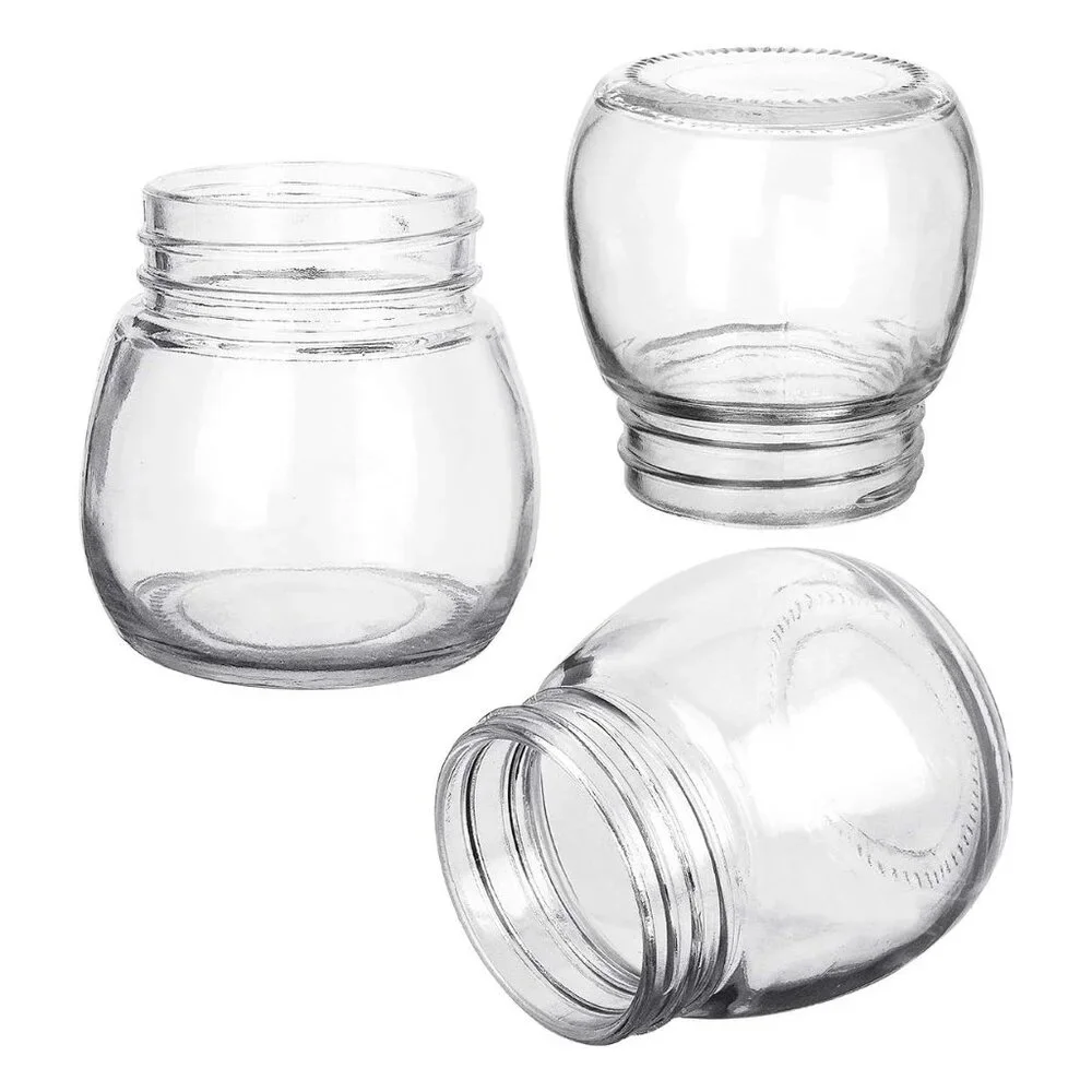 Three 12 oz Mason Glass Jars with Lids
